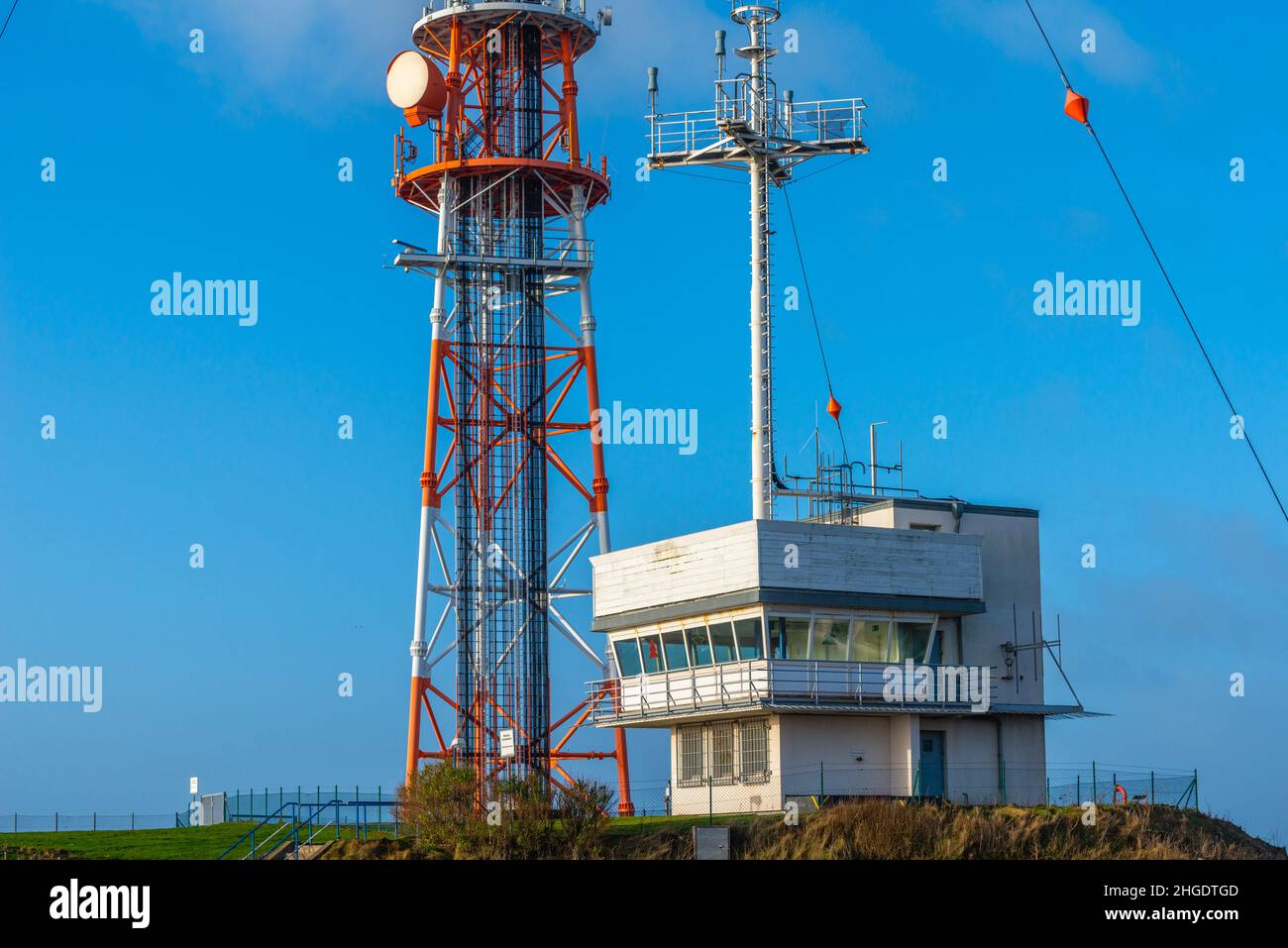 Radar Tower on the Oberland Upper Land of North Sea island of Heligoland, Northern Germany, Central Europe Stock Photo
