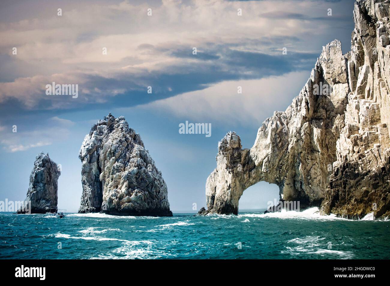 The Arch at Land's End extends into the Pacific Ocean at Cabo San Lucas, Mexico. Stock Photo