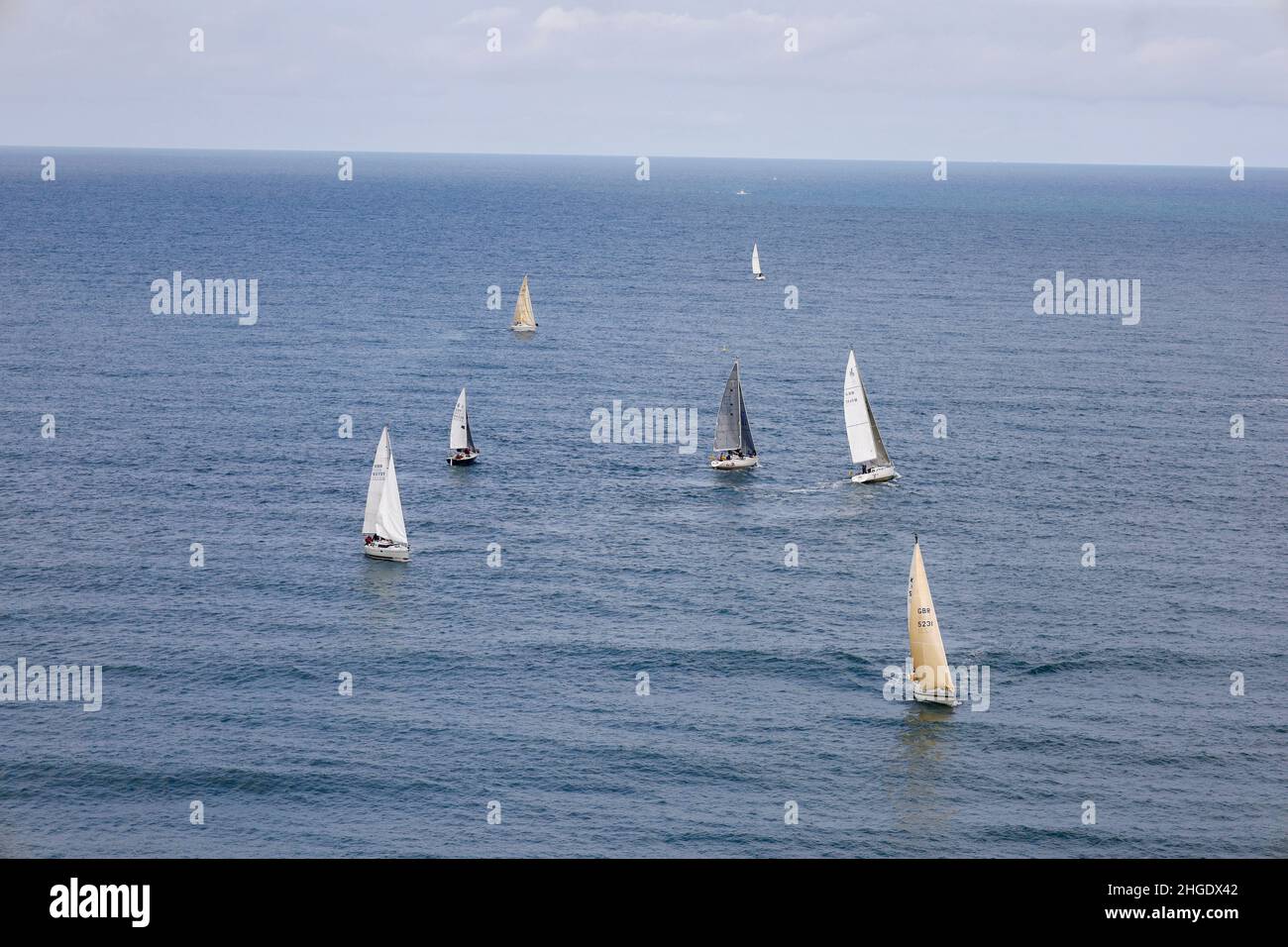 Small sailboats on the sea England UK Stock Photo