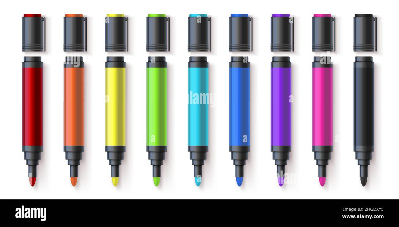 Felt Tip Pens Colorful Marker Pens Set Stock Illustration