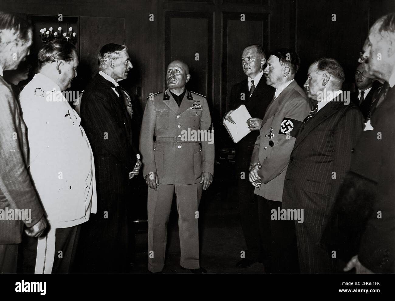 Munich Agreement 1938 - Hitler Mussolini Chamberlain Stock Photo
