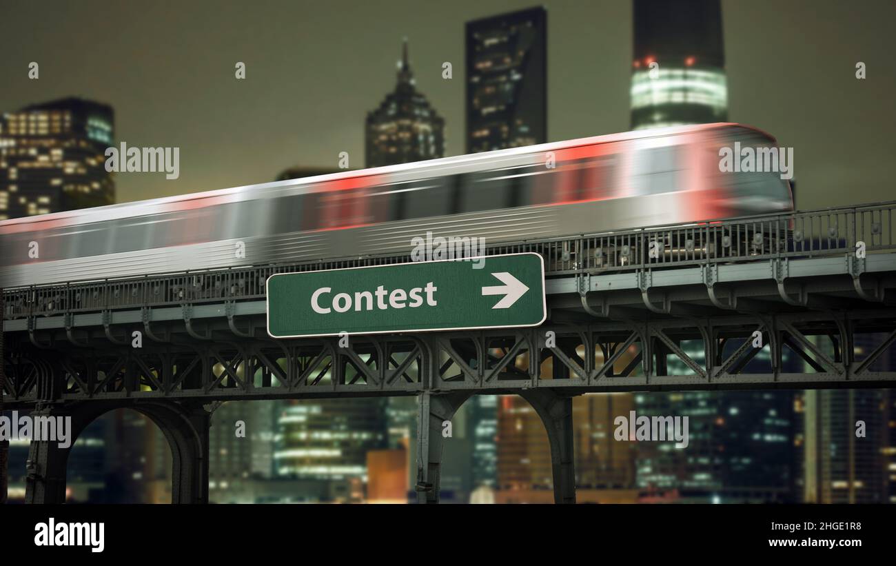 Street Sign the Direction Way to Contest Stock Photo - Alamy