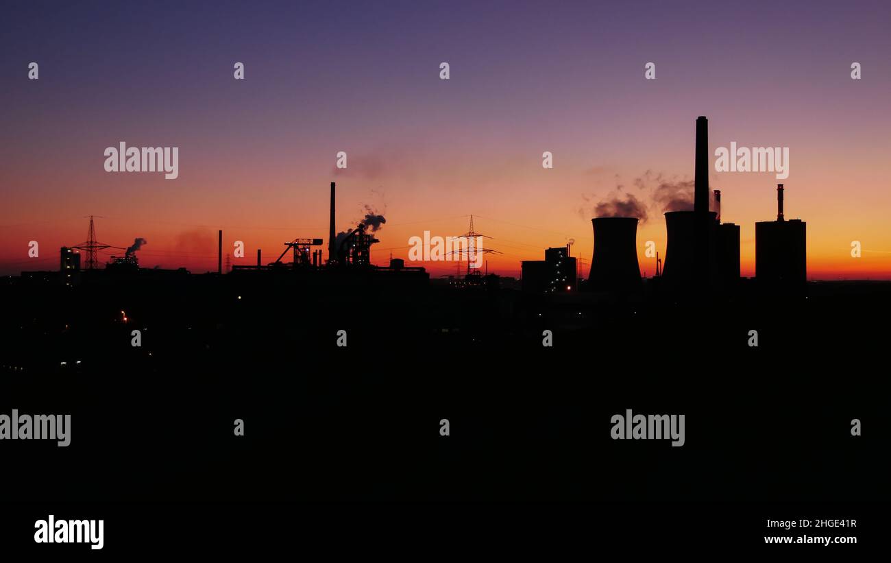 industrial plant power station at sunset and Twilight sky view Stock ...
