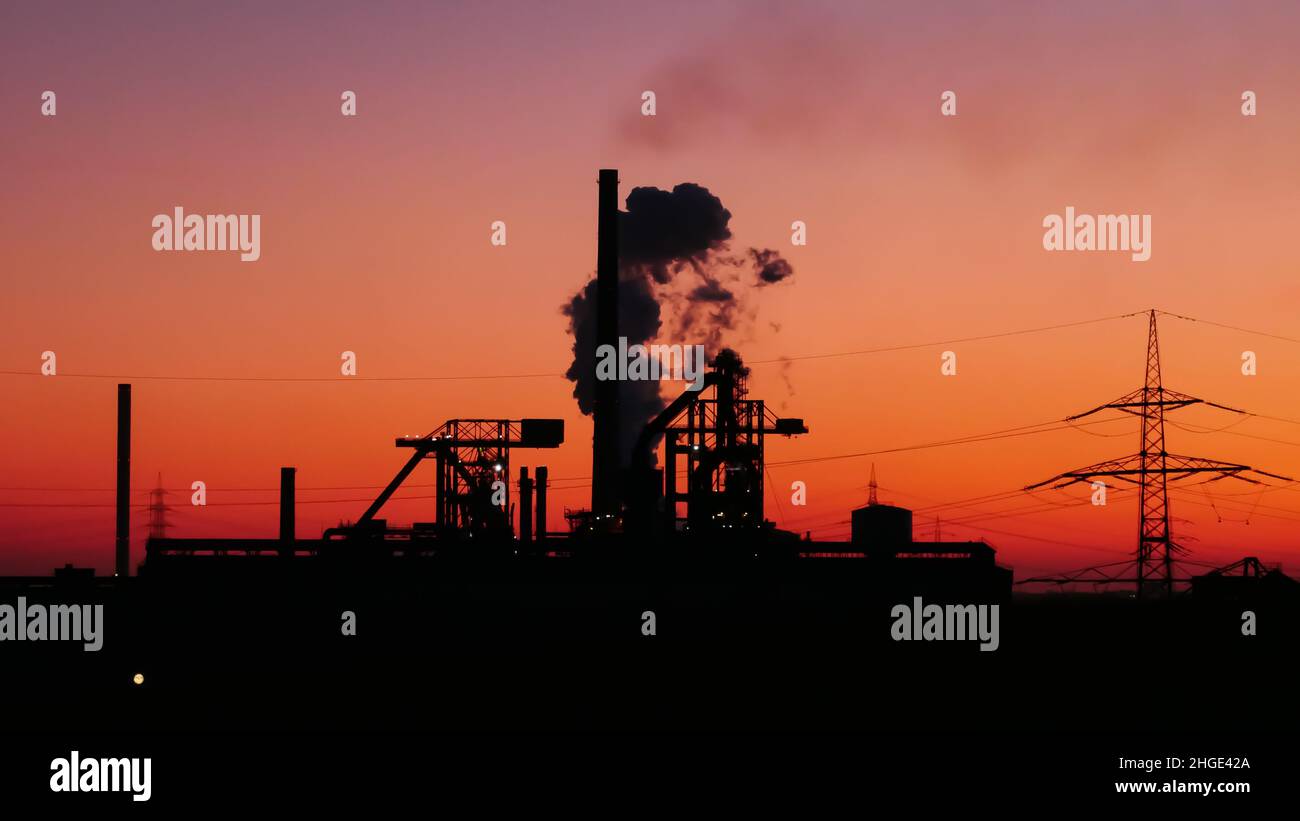 industrial plant power station at sunset and Twilight sky view Stock ...