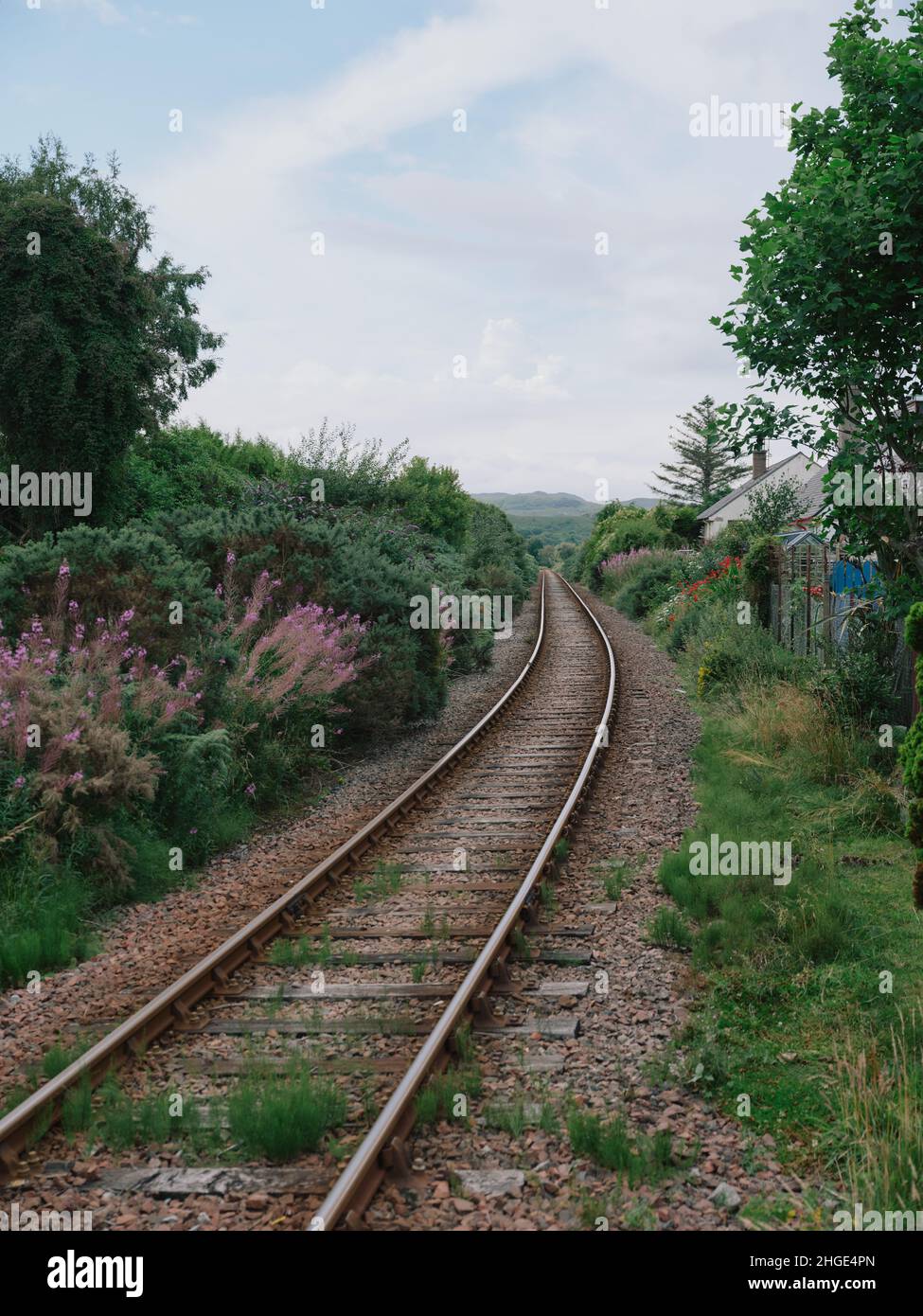 The single track railway on the Kyle of Lochalsh Line, serving the