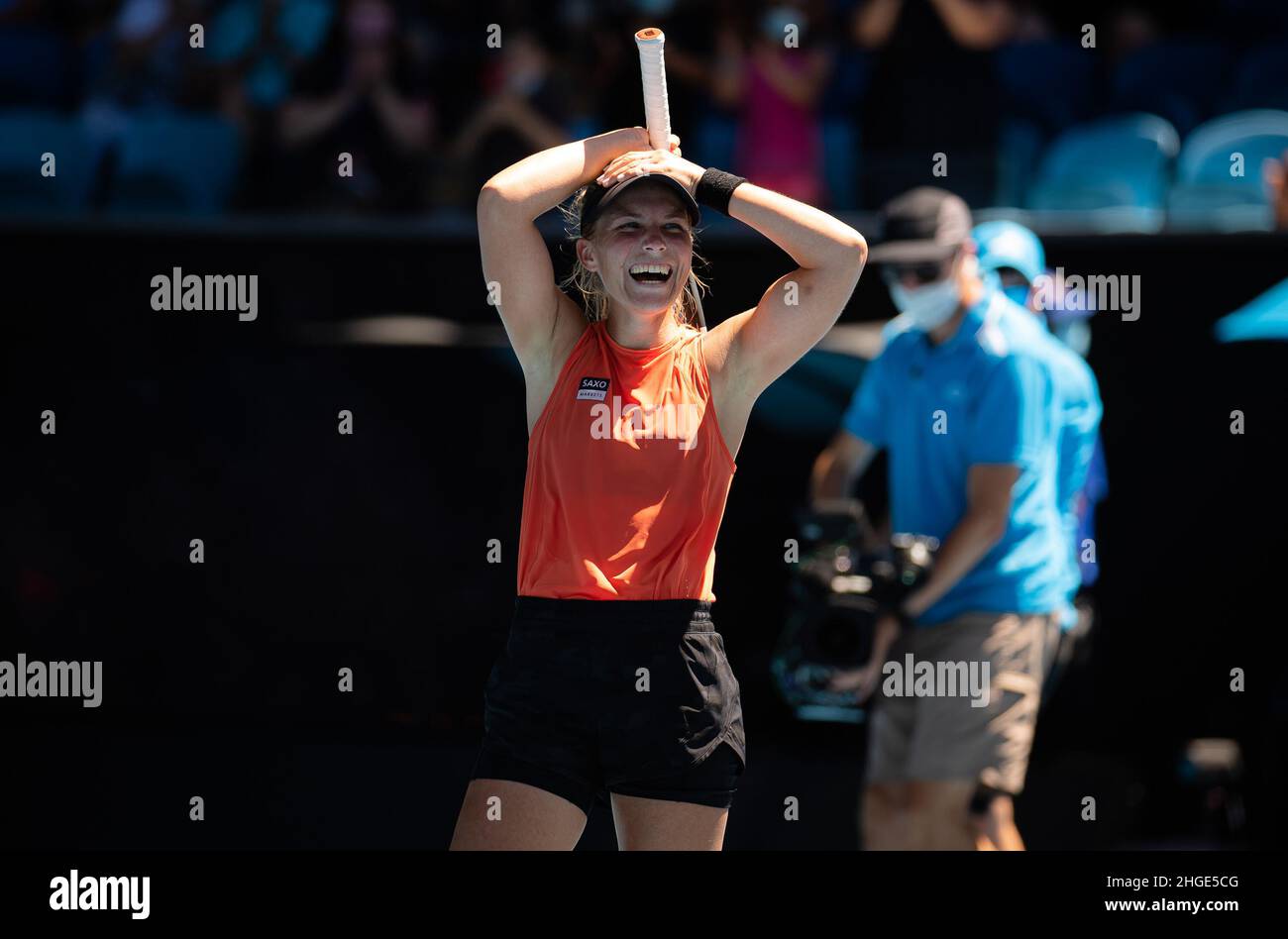 Maddison Inglis of Australia in action against Hailey Baptiste of United States during the second round of the 2022 Australian Open, WTA Grand Slam tennis tournament on January 20, 2022 at Melbourne Park in Melbourne, Australia - Photo: Rob Prange/DPPI/LiveMedia Stock Photo