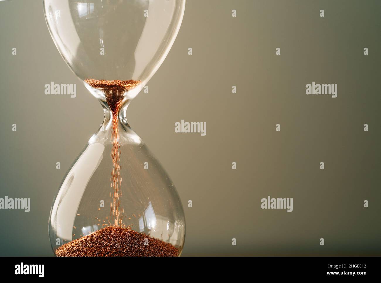 Hourglass measuring the passing time in a countdown to a deadline Stock ...