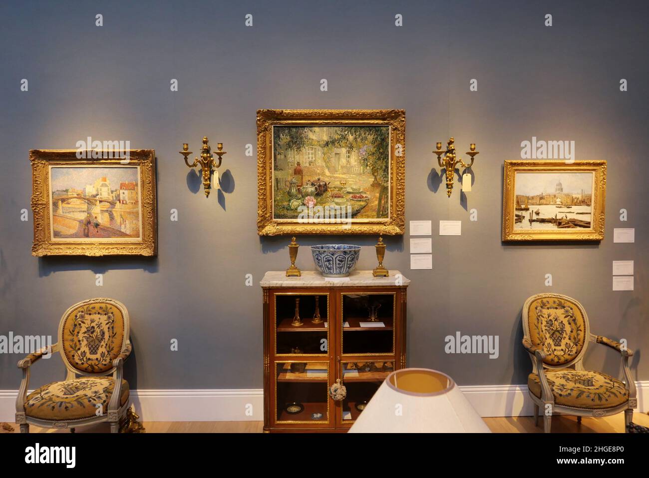 The collection features french decorative arts , furniture and paintings ,  predominantly from the late 19 th century . each room had a distinct  identity and aesthetic , created by Graf for