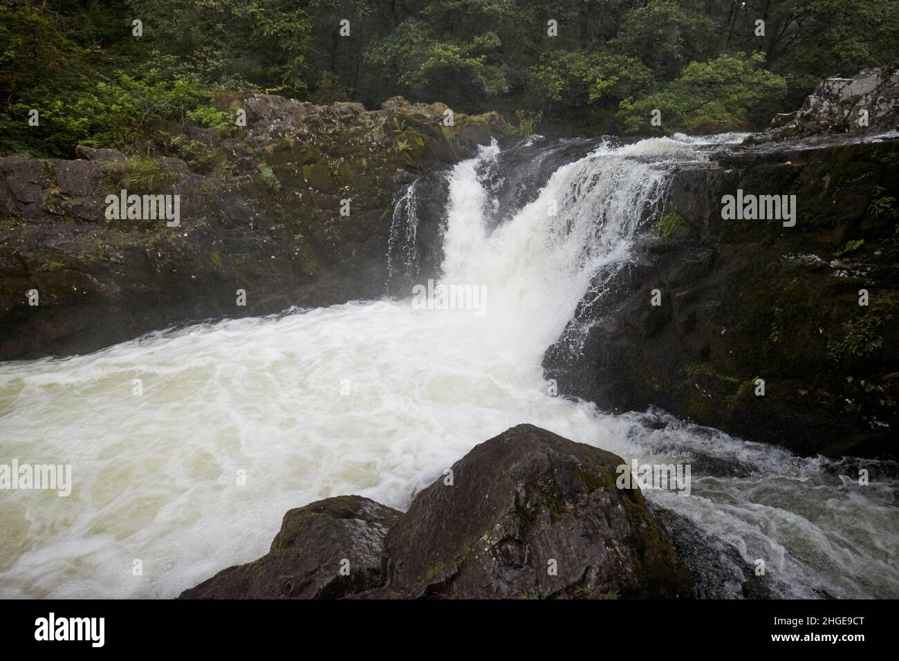 skelwith force waterfall on the river brathay near ambleside  lake district, cumbria, england, uk Stock Photo