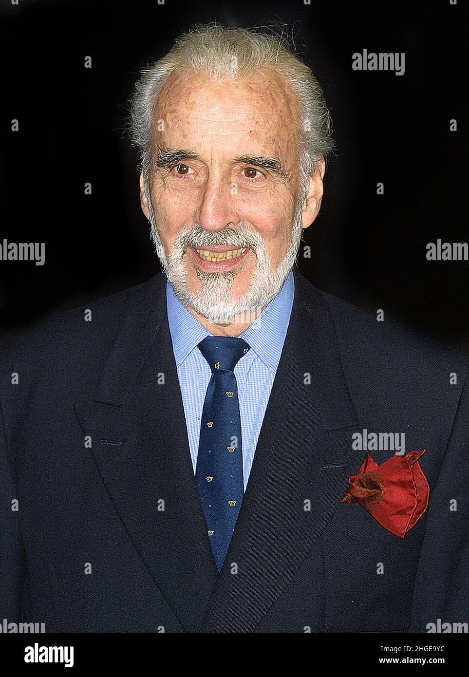 Christopher Lee at the Star Wars premiere in London 14th May 2002. Stock Photo
