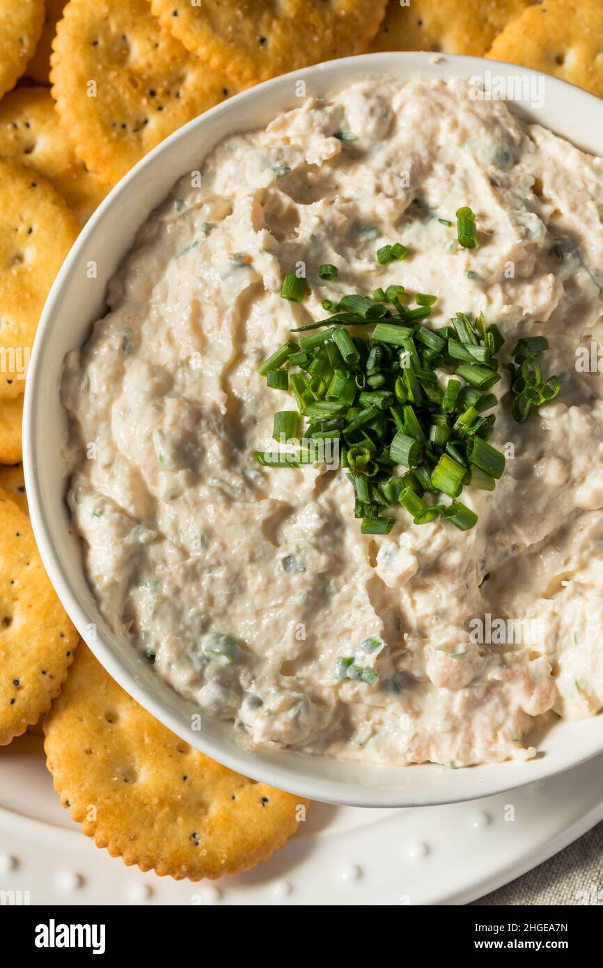 Homemade Smoked Salmon Dip with Chives and Crackers Stock Photo Alamy