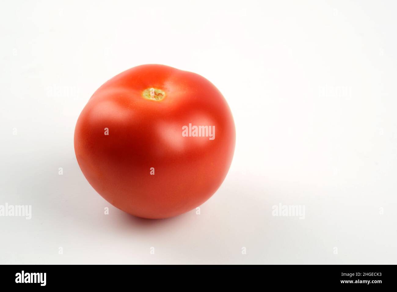 Close up shot of a single tomato on a white background Stock Photo