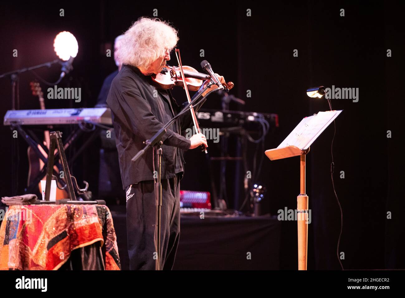 Italian singer and violonist Angelo Branduardi in concert “il cammino dell’anima tour” at Teatro Colosseo on January 19, 2021 in Turin, Italy. Stock Photo