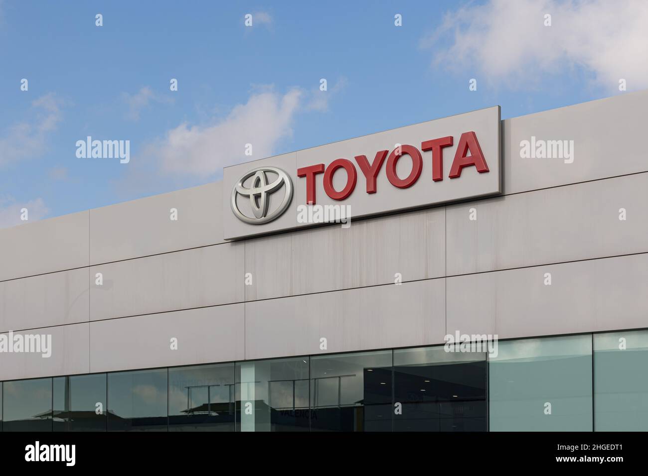 VALENCIA, SPAIN - JANUARY 13, 2022: Toyota is a Japanese multinational automobile manufacturer Stock Photo