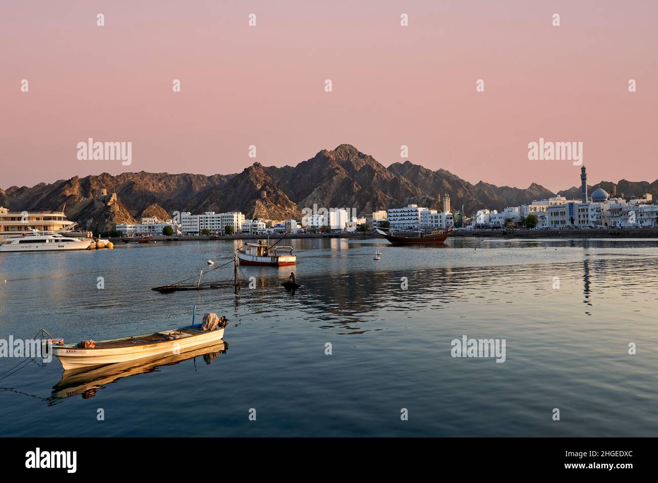 Oman. Muscat. Cityscape at sunset Stock Photo