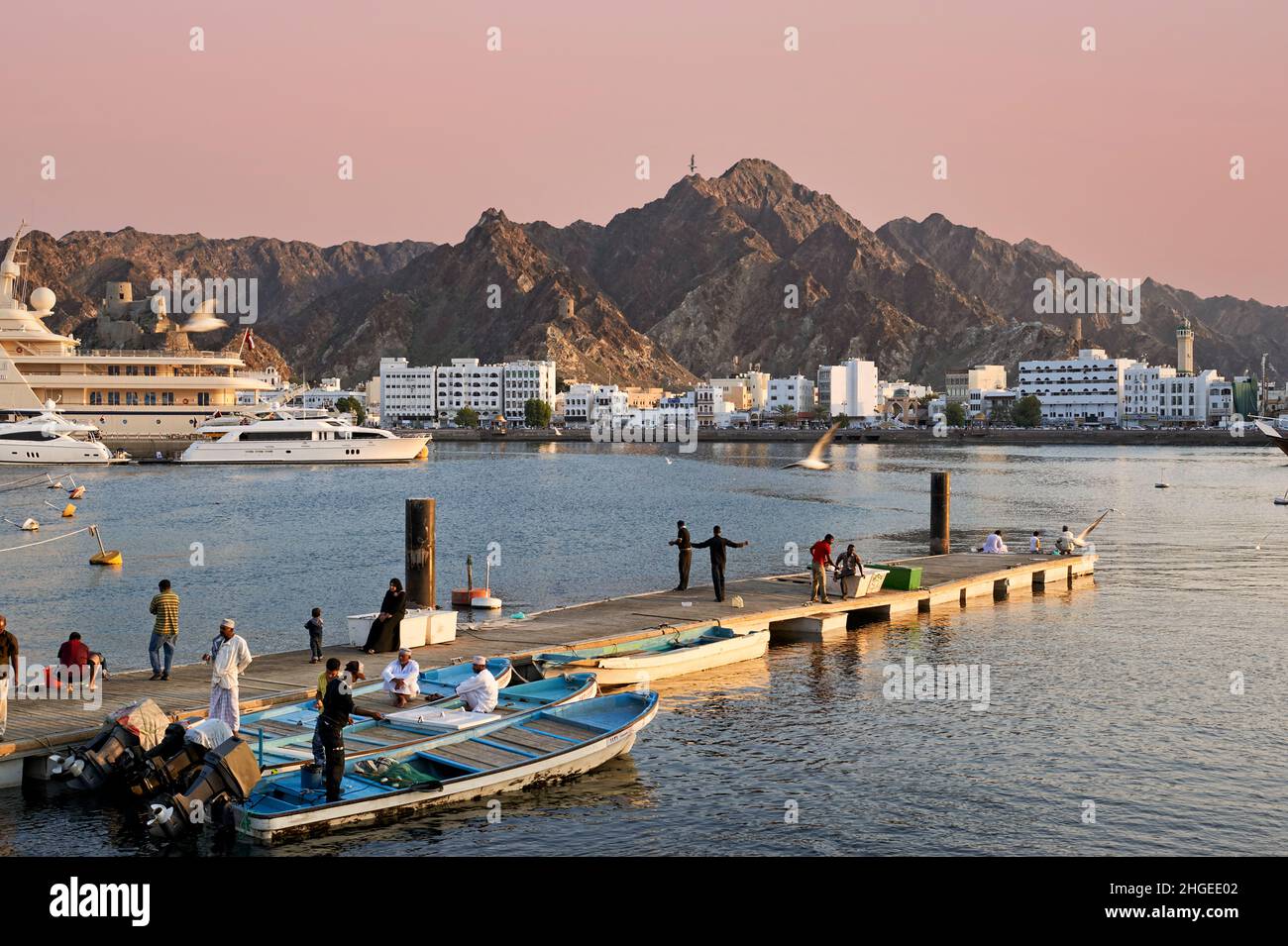Oman. Muscat. Cityscape at sunset Stock Photo