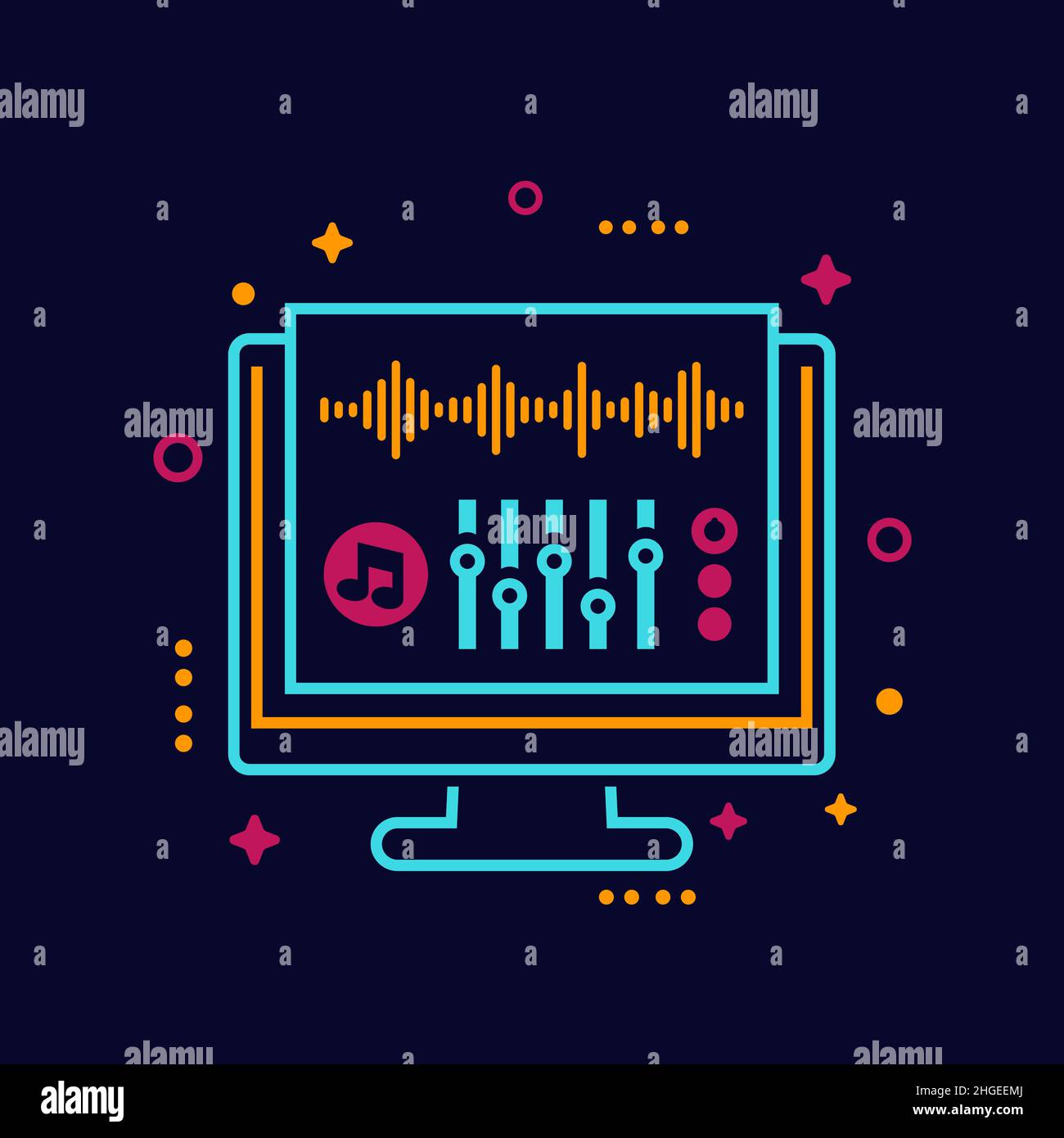 audio editing and sound production vector art Stock Vector Image & Art