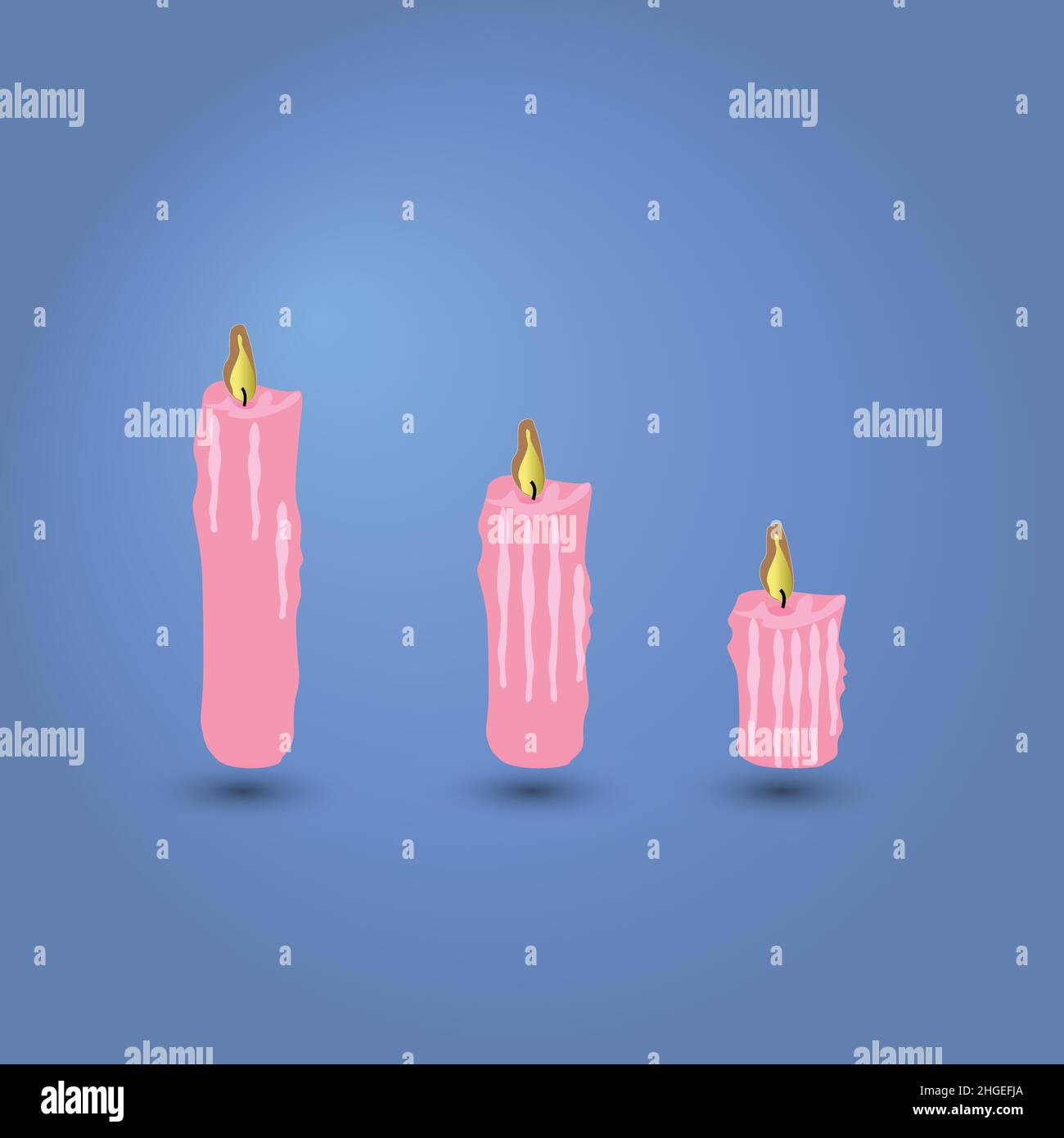 Different stages of burning candle, conceptual vector Stock Vector