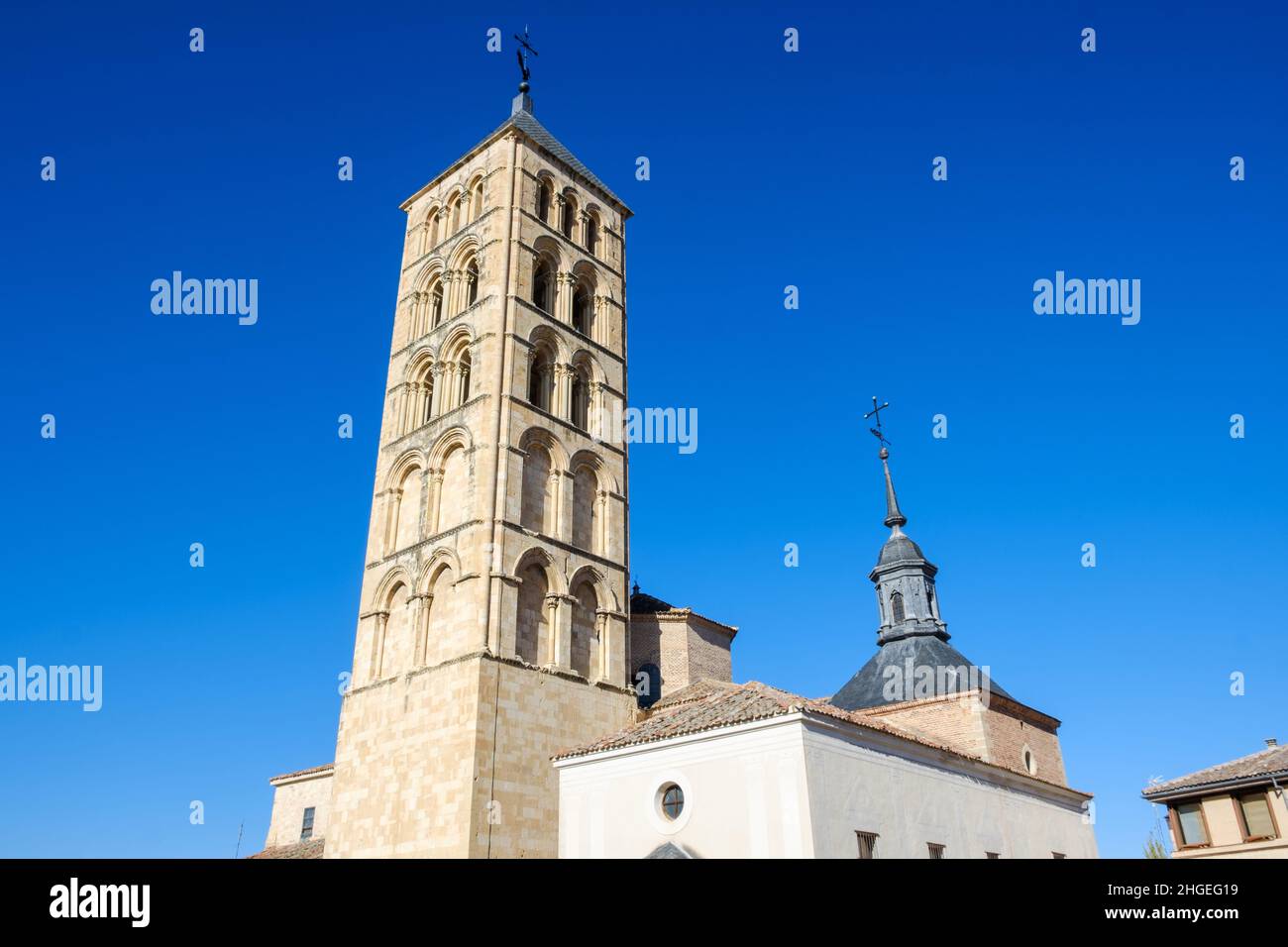 Segovia, Spain. Plaza San Esteban and the church, Castilla y Leon Stock Photo