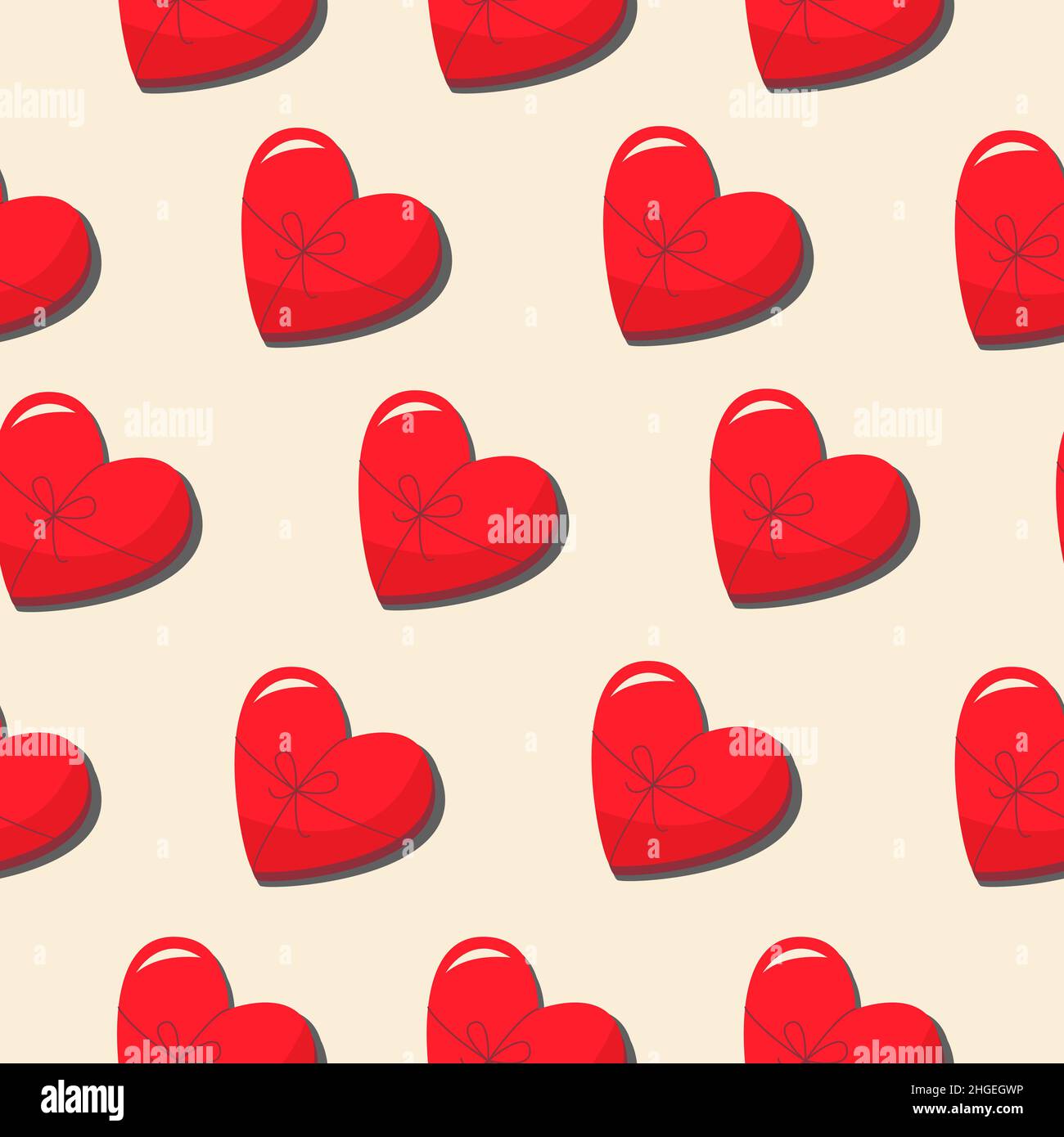 A gift in the shape of a heart with a bow. Vector pattern in a flat ...