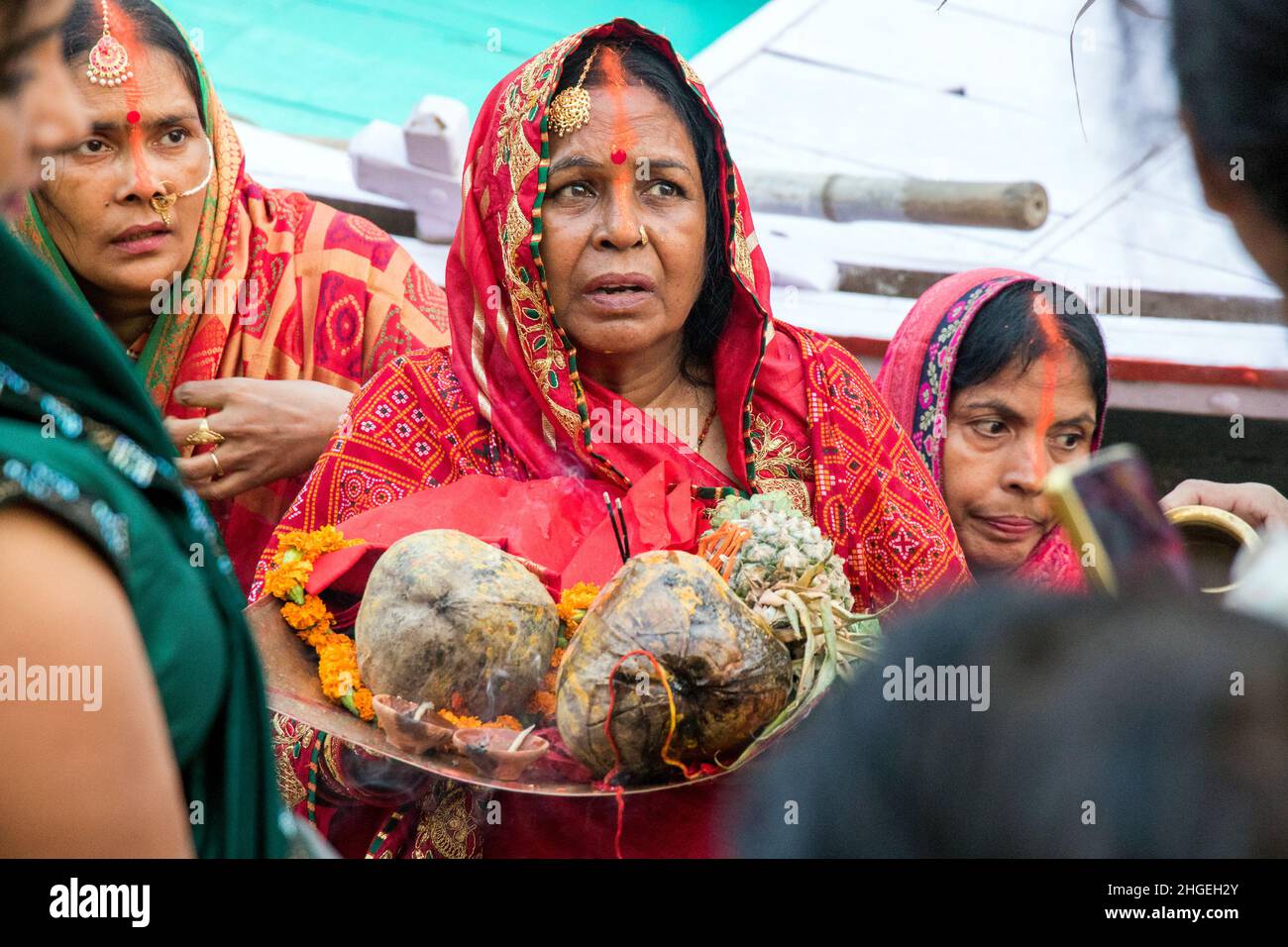 chaath devotees at varanasi india Stock Photo