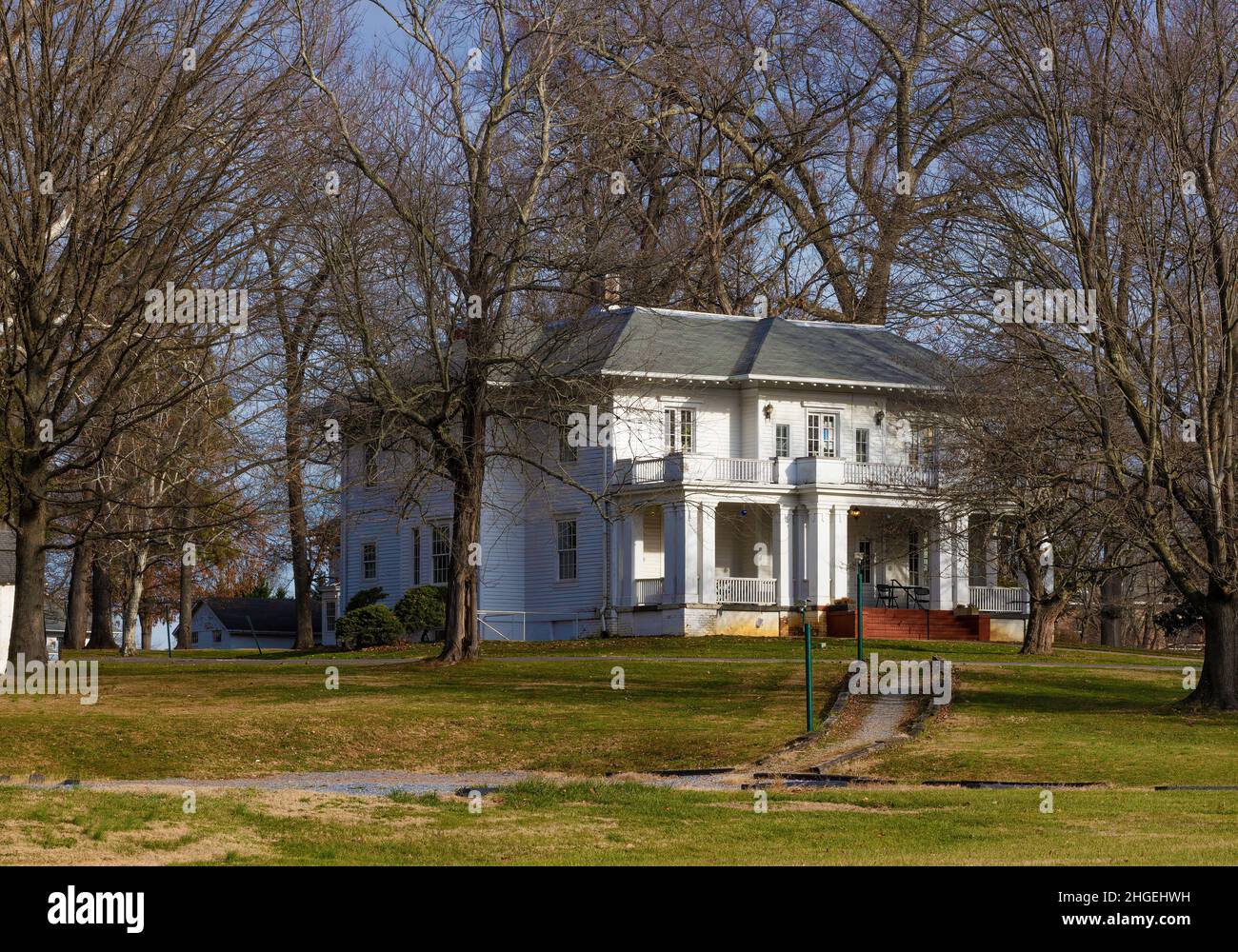 Johnson City, Tennessee, USA - December 24, 2021:  One of the houses on the property of Veterans Affair. Stock Photo