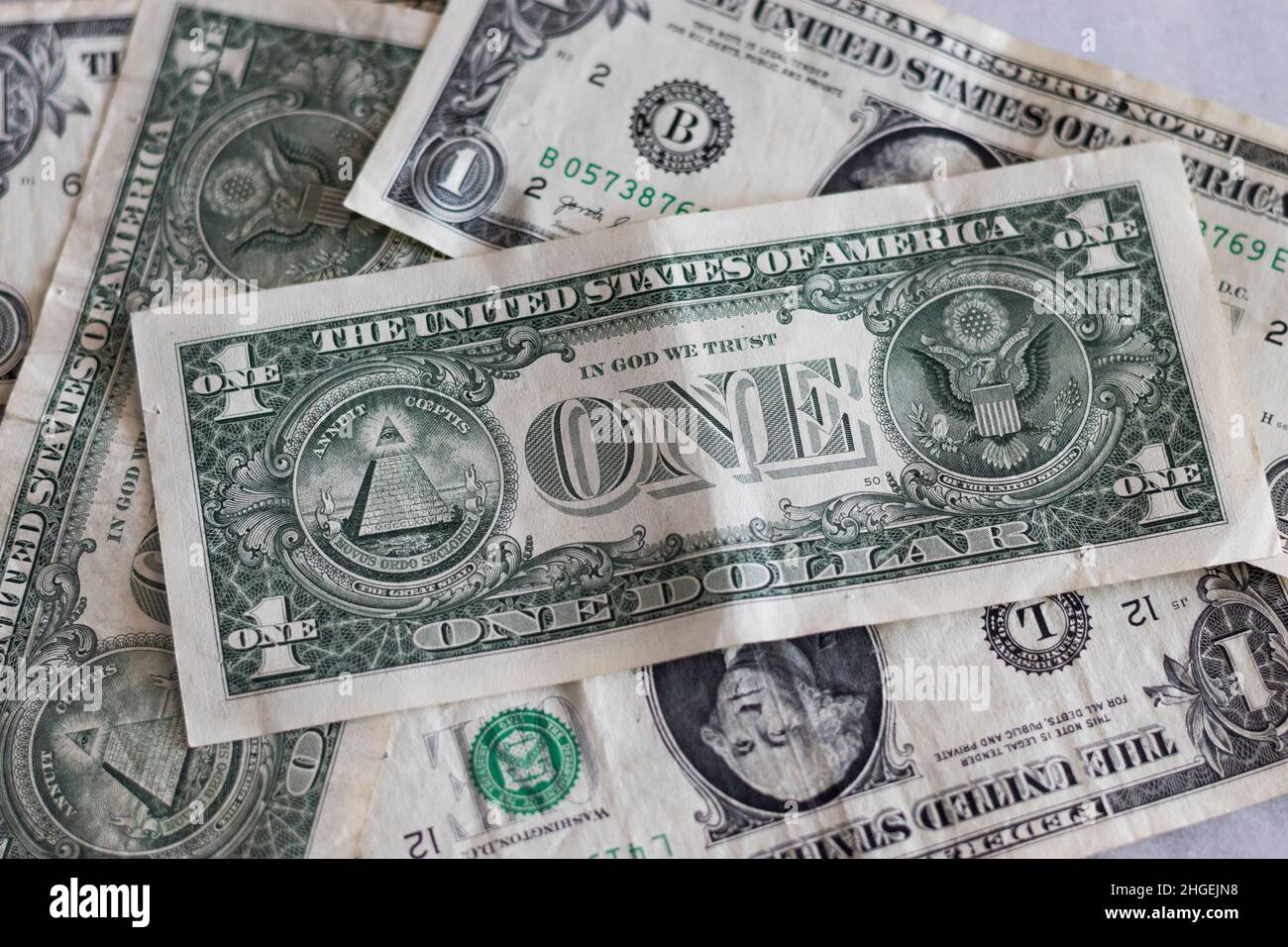 One dollar bill USD of united state of america Stock Photo