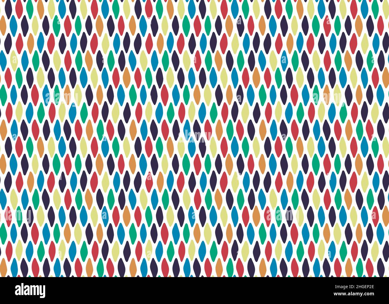 Carnival seamless pattern. Geometrical chaotic colored grid, hand drawn rhomb shapes. White color background. Vector Stock Vector