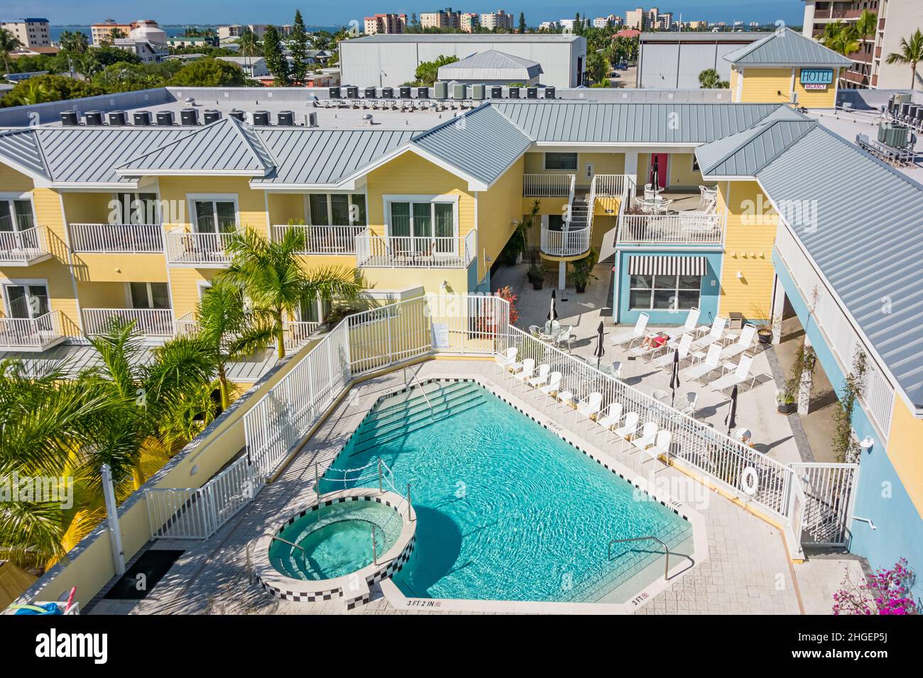 Hotel pool in Fort Myers Beach, Florida, USA Stock Photo