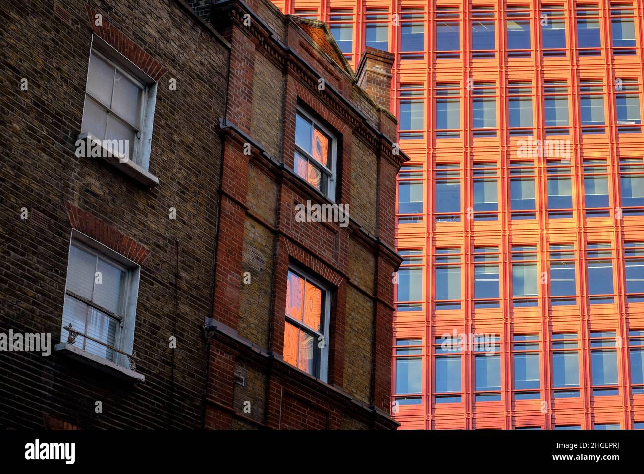 Juxtaposition of Victorian and modern buildings, central London, UK. Stock Photo