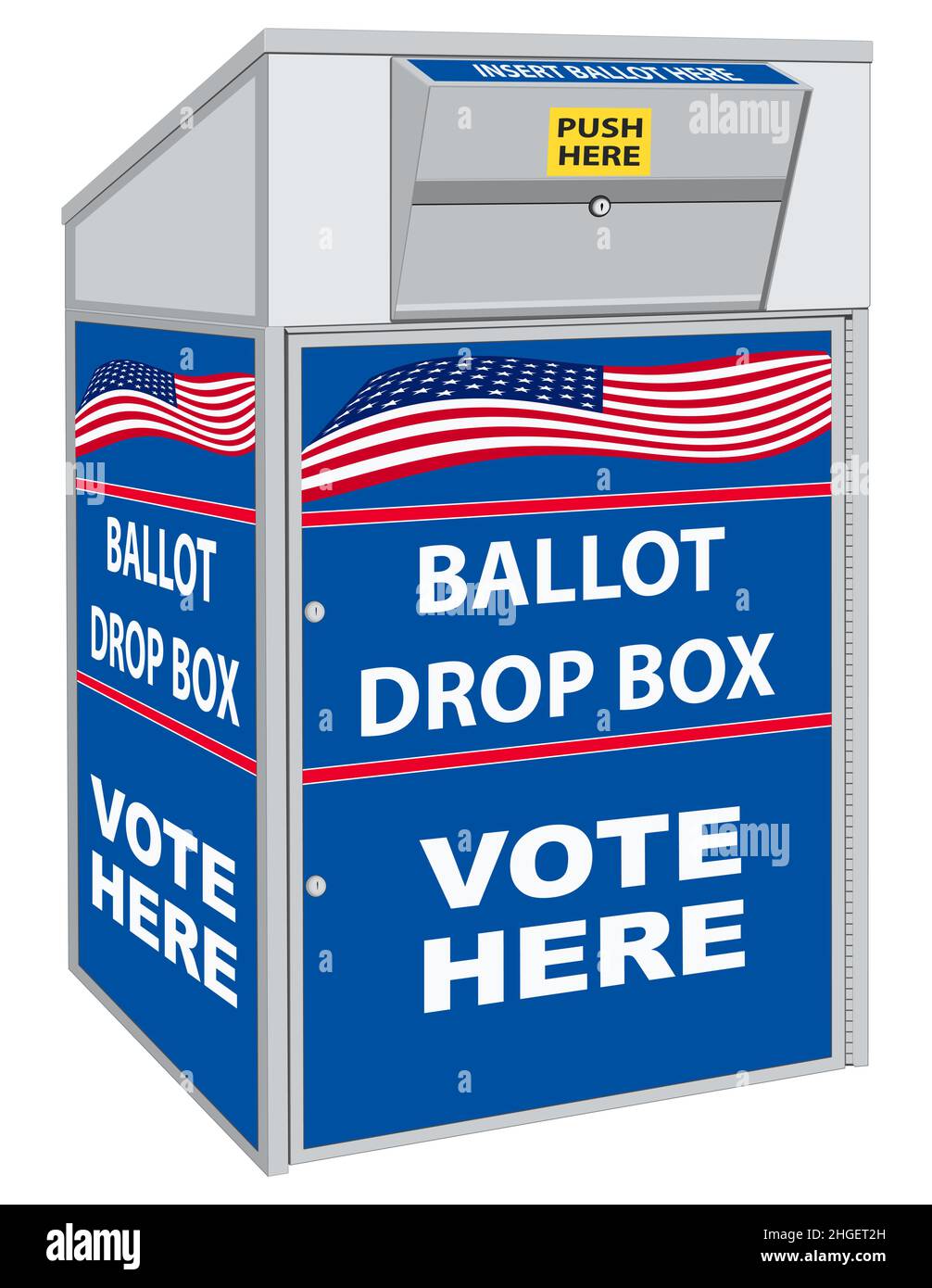 USA Ballot Drop Box, Vote Here, container - Vector Illustration Stock Vector
