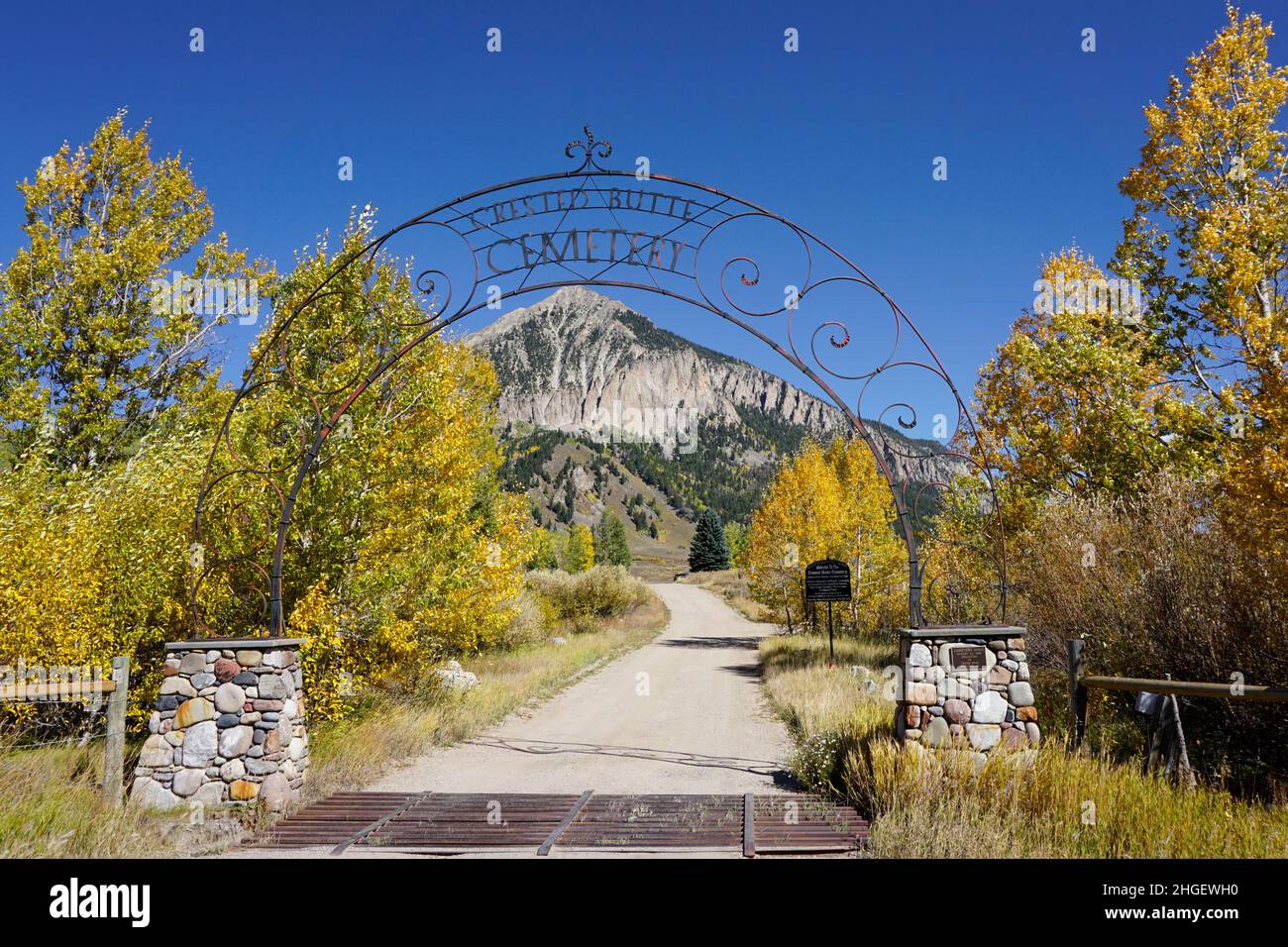 Crested Butte, Colorado, USA September 25, 2021: Gate for the Crested Butte Cemetery Stock Photo