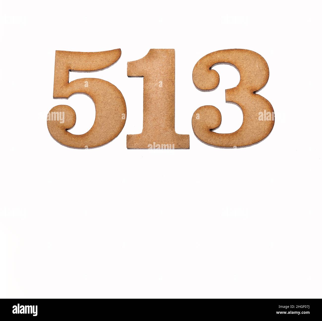 Number 513 in wood, isolated on white background Stock Photo - Alamy