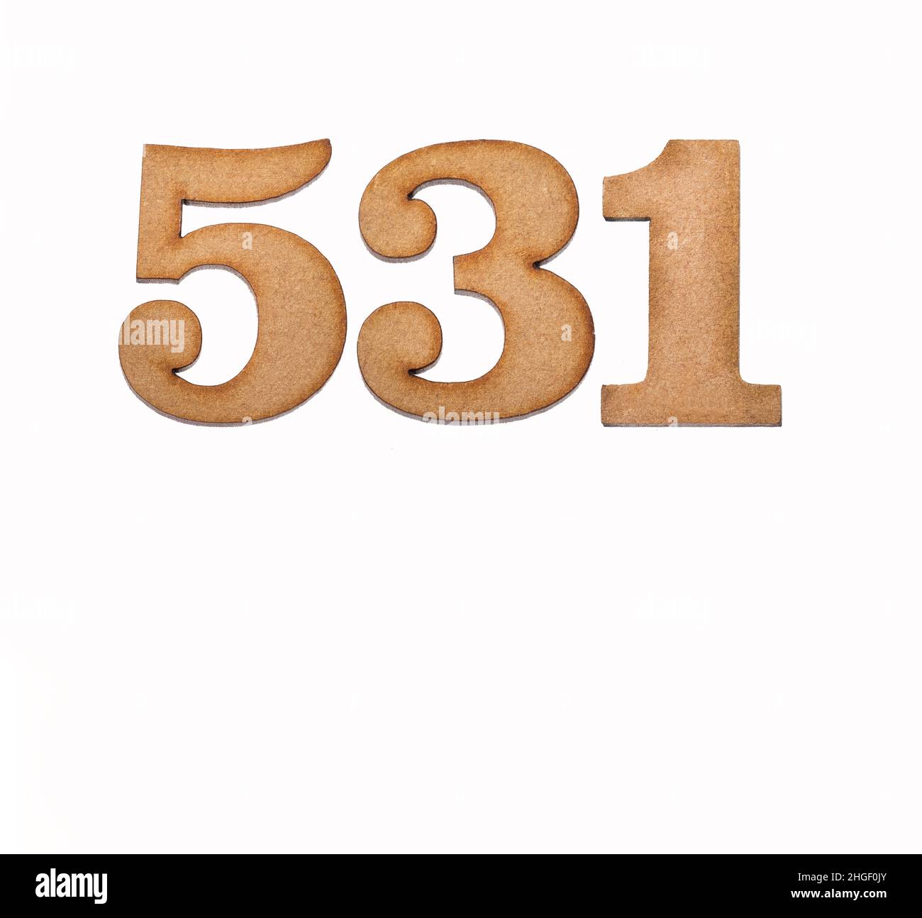 Number 531 in wood isolated on white background Stock Photo Alamy