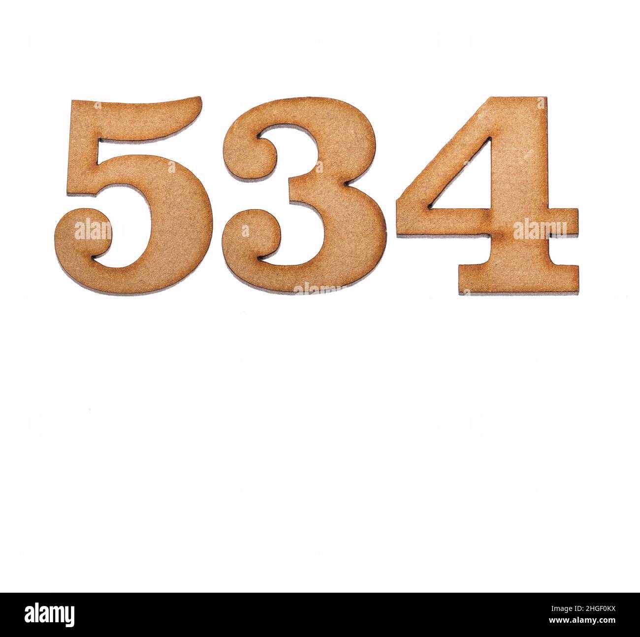 Number 534 - Piece of wood isolated on white background Stock Photo - Alamy