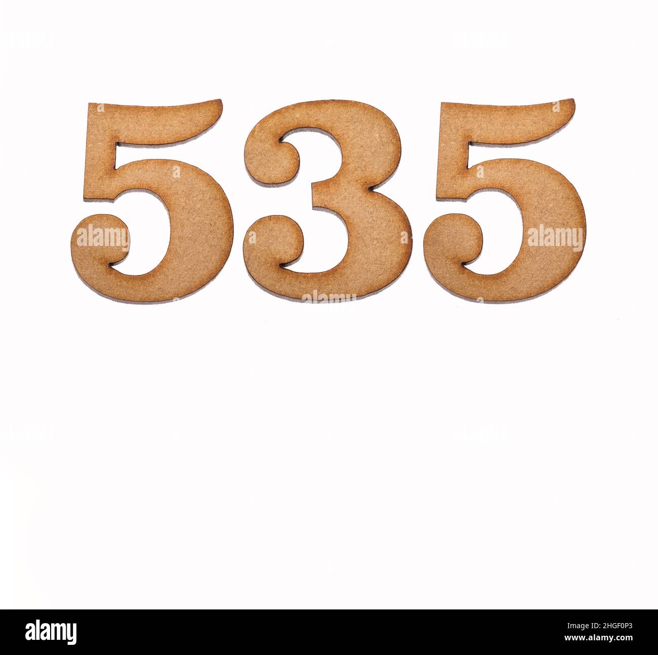 Number 535 in wood isolated on white background stock photo alamy