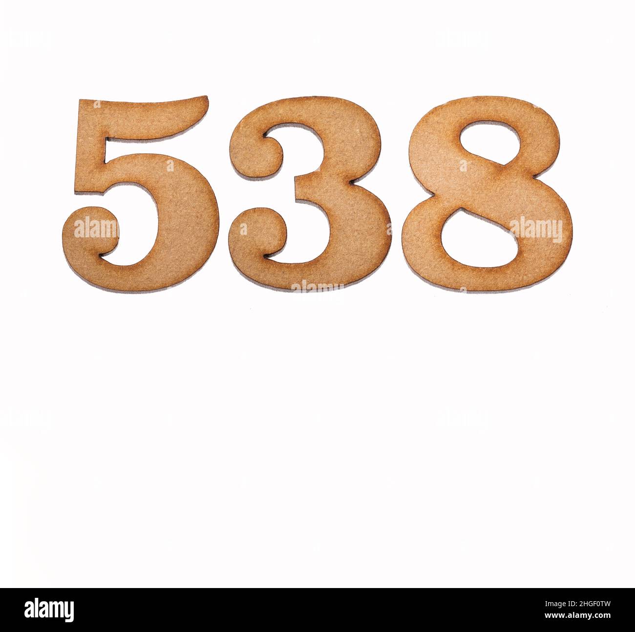 Number 538 - Piece of wood isolated on white background Stock Photo - Alamy