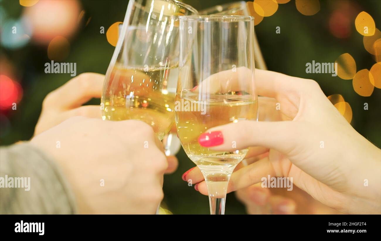 Celebration or party. People holding glasses of champagne making a ...