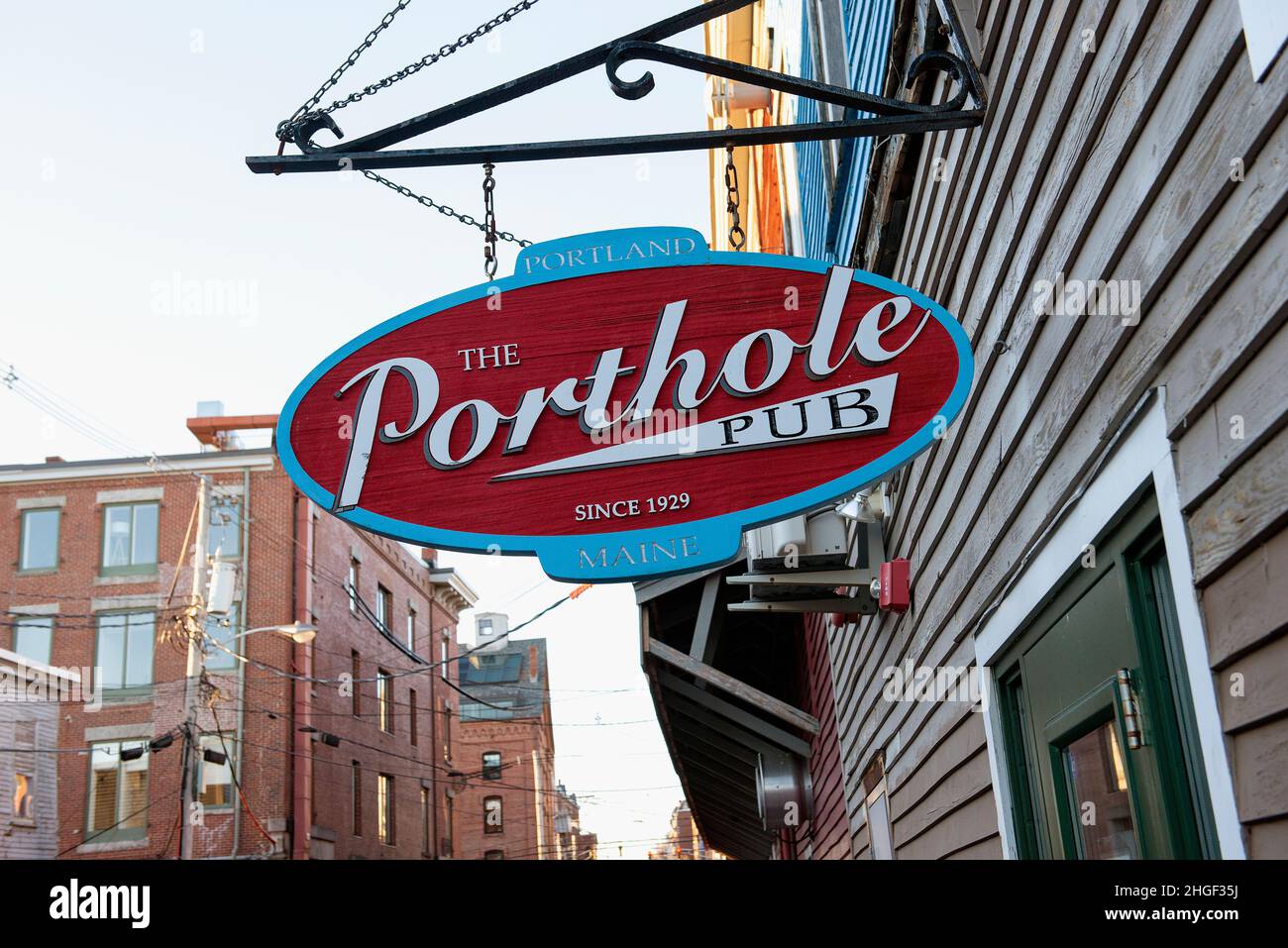 The Porthole Pub in Portland, Maine. Stock Photo
