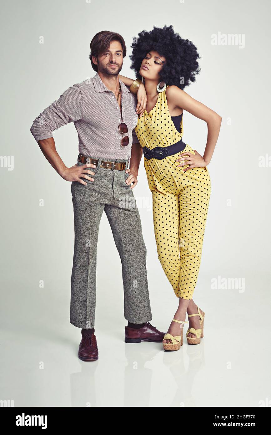 Retro couple. An attractive young couple standing together in
