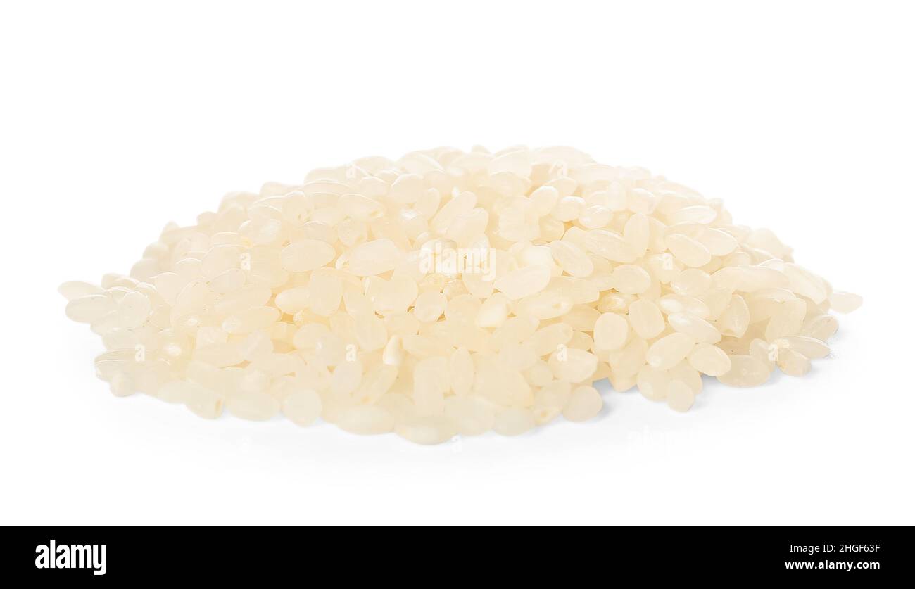 Heap of raw rice isolated on white Stock Photo - Alamy