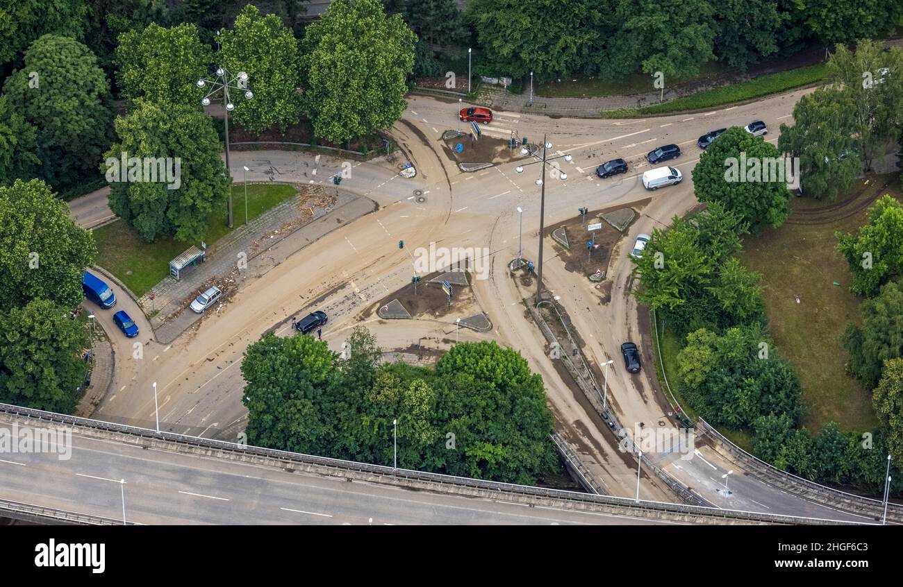 Aerial photo, Volme flood, flooding, Eilpe, Hagen, Ruhr area, North
