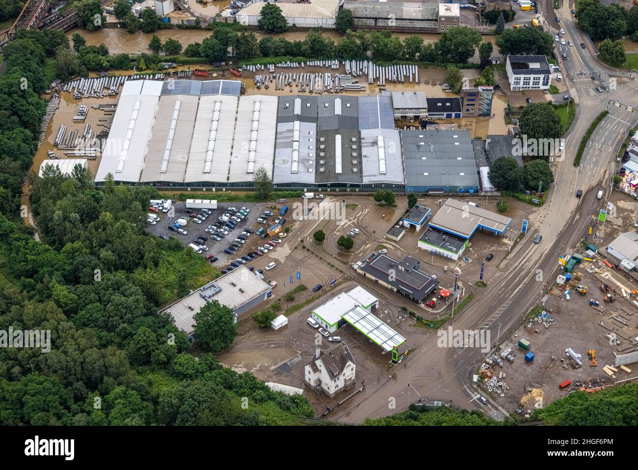 Aerial photo, Volme flood, flooding, Eilpe, Hagen, Ruhr area, North