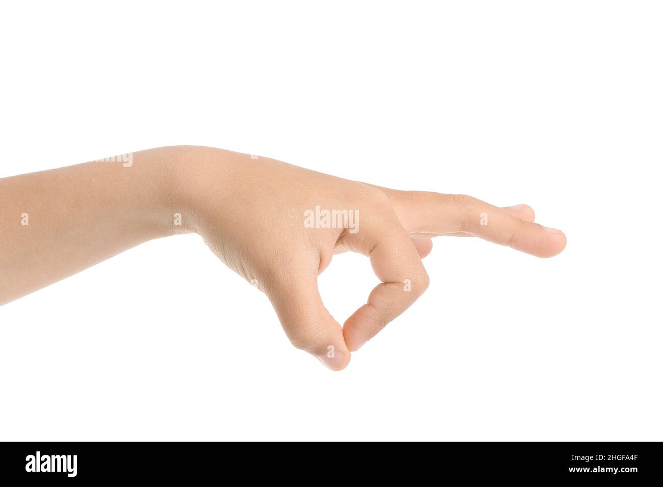 Child showing OK on white background Stock Photo - Alamy