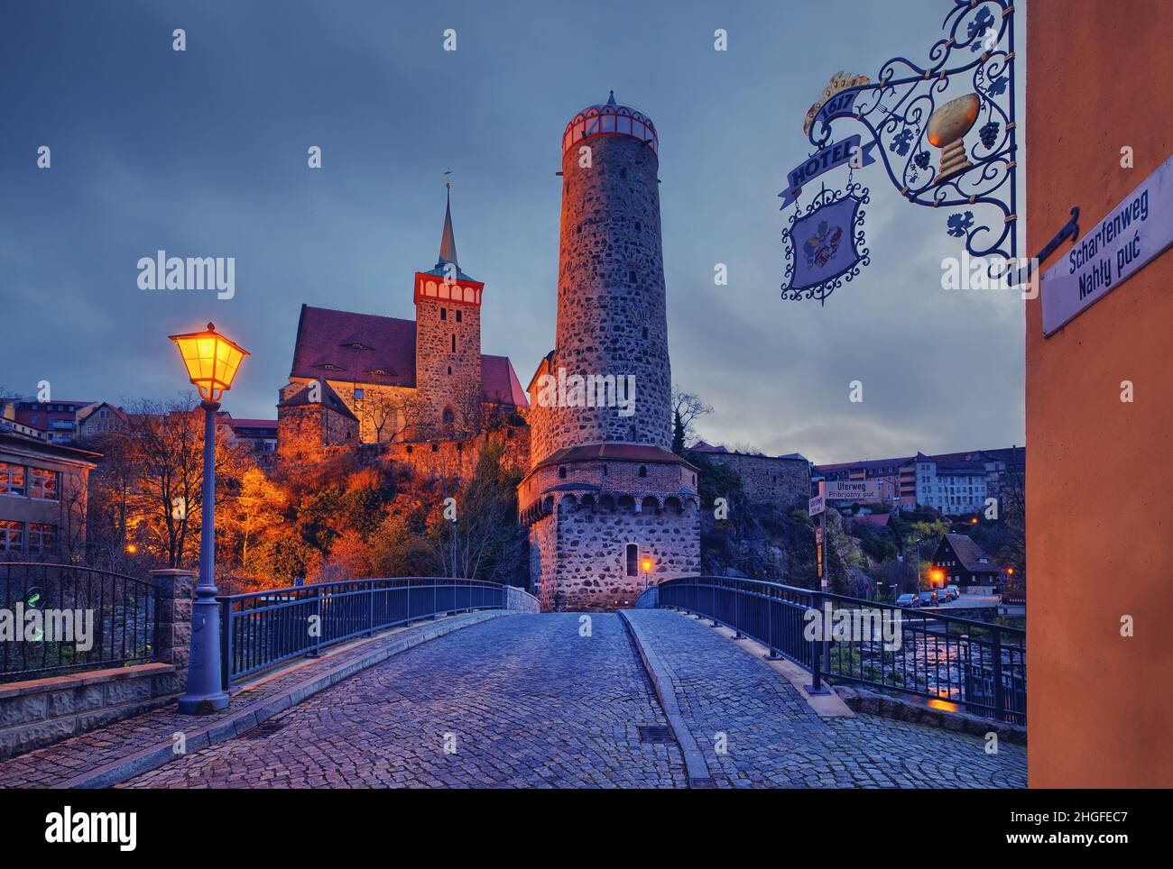 Beautiful view of the historic town of Bautzen the Wendish Tower, Saxony Germany. Stock Photo