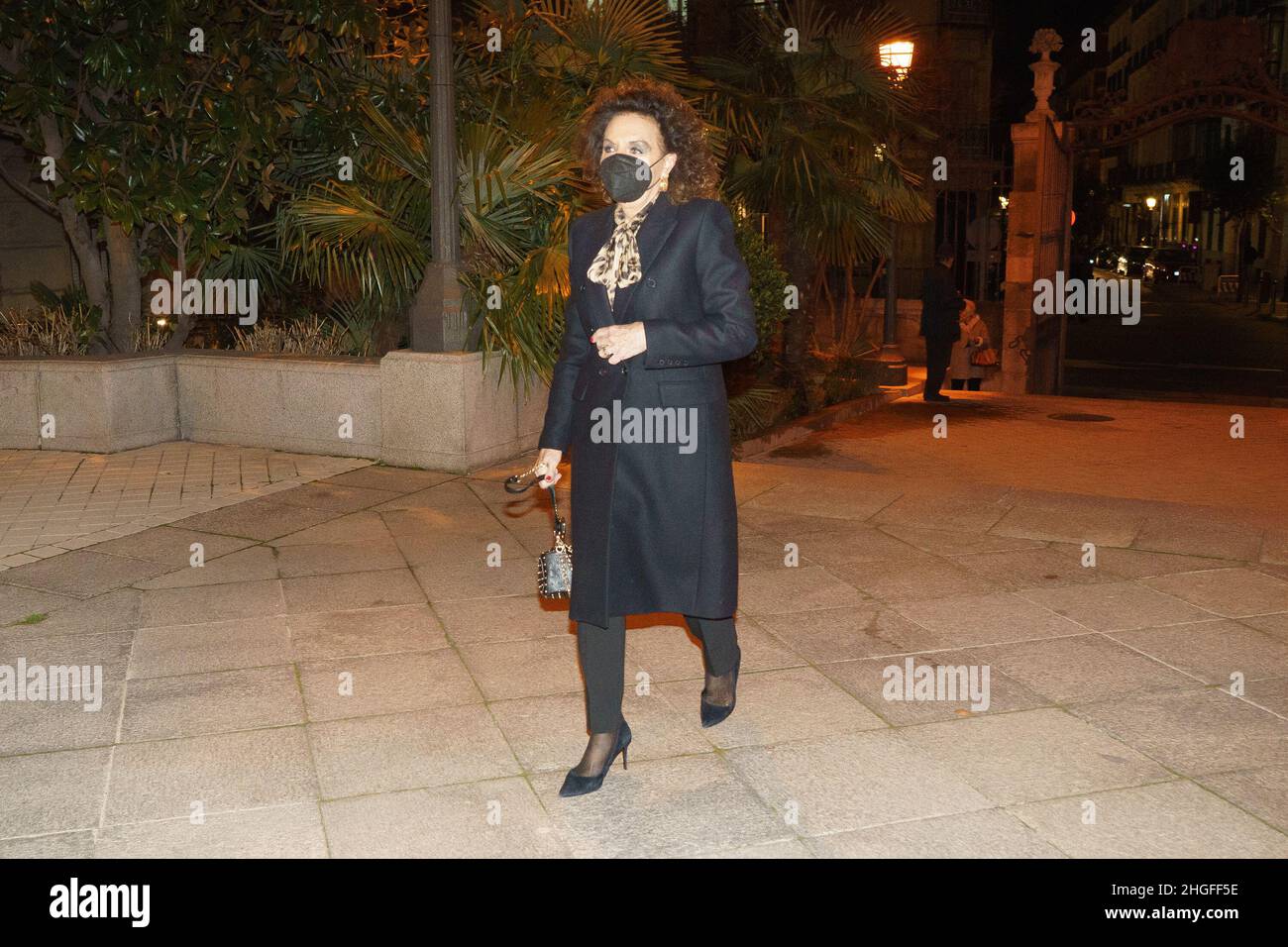 Madrid, Spain. 20th Jan, 2022. Cuqui Font arrives at Santa Barbara church for the funeral of Jaime Ostos.The bullfighter died on January 8th 2022 in Bogota (Colombia), where he was on vacation with his wife, Maria Angeles Grajal. Credit: SOPA Images Limited/Alamy Live News Stock Photo