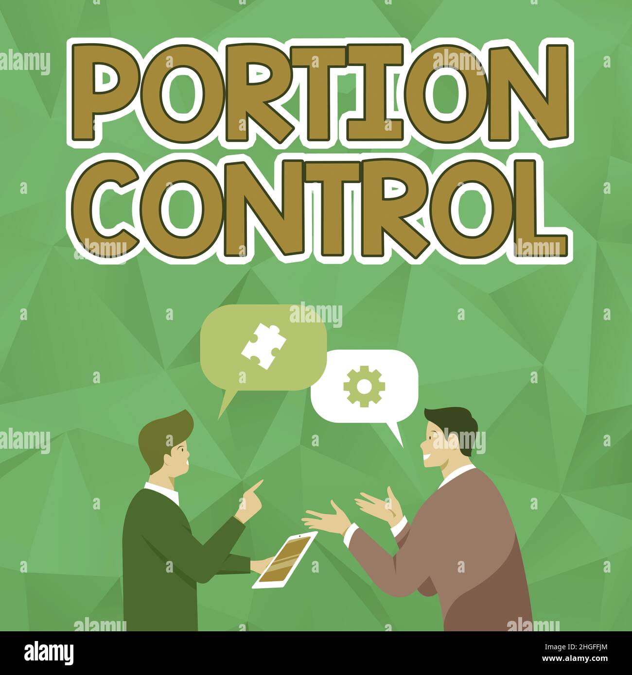 Sign displaying Portion Control, Concept knowing the correct