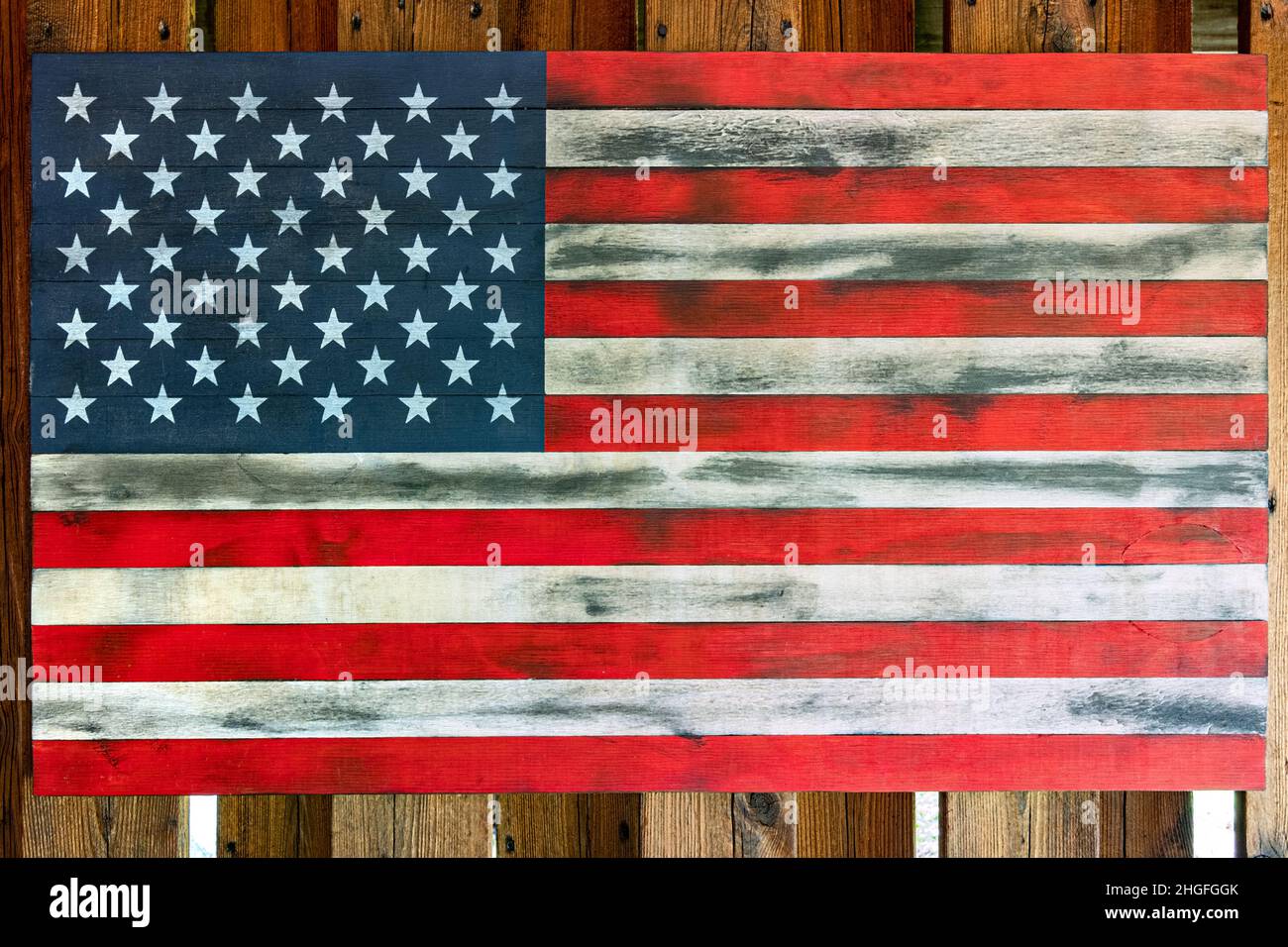 Rustic Charred Wooden American Flag Wall Decor Stock Photo Alamy