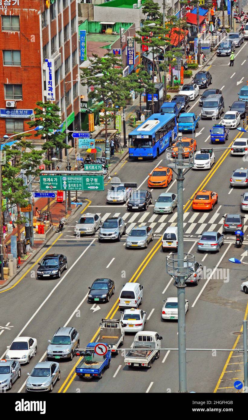 traffic jam Euljiro 4 Seoul South Korea Stock Photo