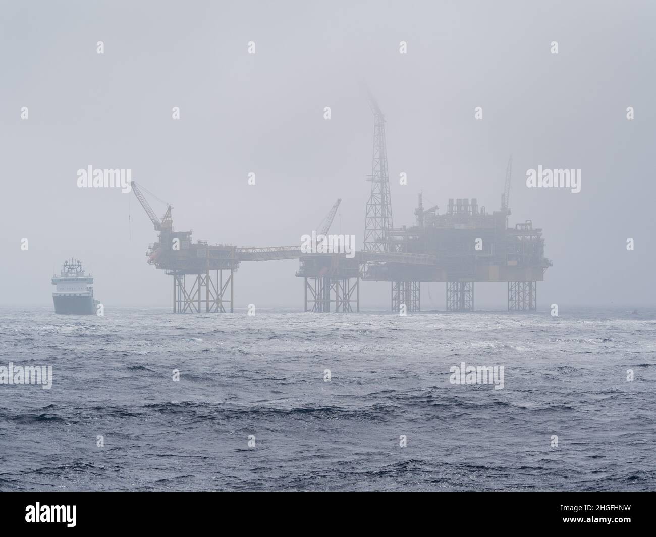 Offshore platform in the north sea. Offshore oil and gas production platform. Stock Photo